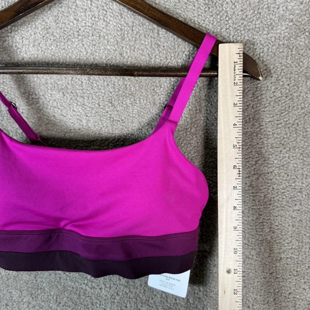 Athleta Coastline Bikini Top Womens XS Pink Purple Colorblock Swim Strappy‎ A-C
